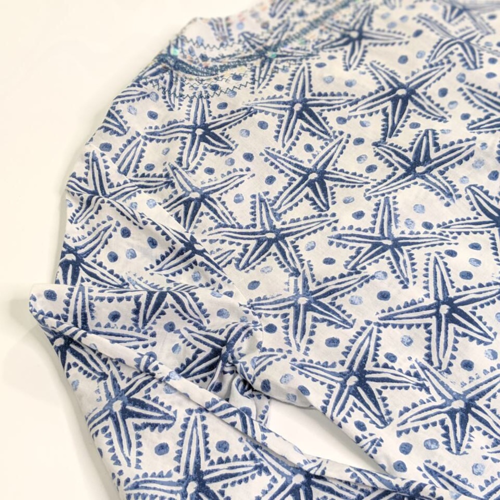 Sigrid Olsen Sequin Cotton V Neck Tunic Blouse Xs - image 4